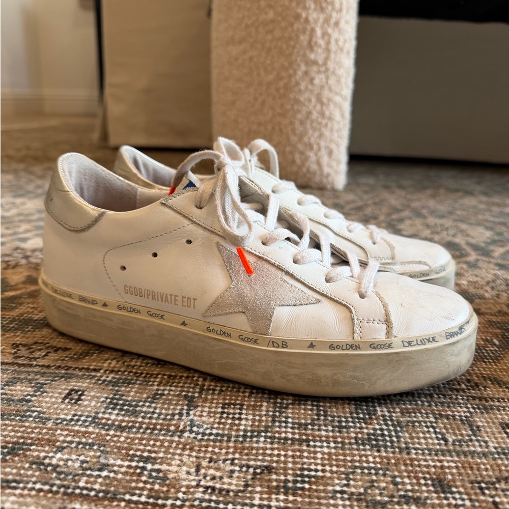 Golden Goose White and Gray Sneakers